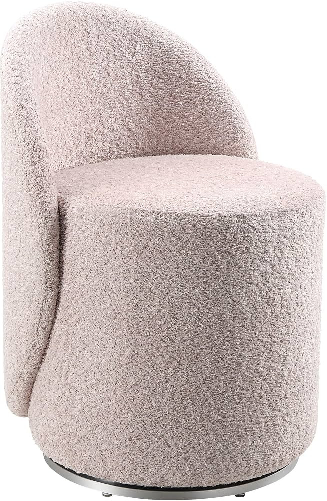 OSP Home Furnishings Lystra Swivel Barrel Vanity Chair with Textured Boucle Fabric, Dusty Rose | Amazon (US)