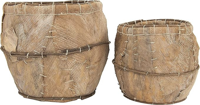 Creative Co-Op Handmade Coca Leaf Plastic Lining (Set of 2 Sizes/Hold 17" & 20" Pots) Each one Wi... | Amazon (US)
