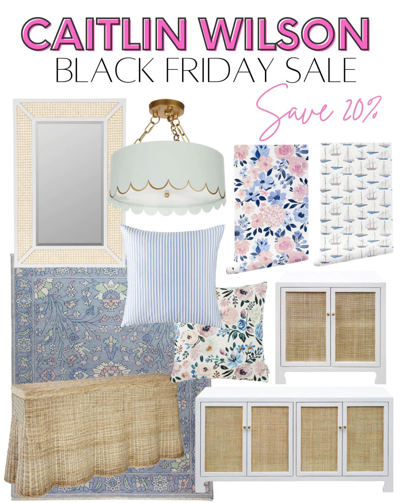 Caitlin Wilson, Black Friday Sale, home decor, console table, buffet, sideboard, Worlds Away, Sofia cabinet, floral wallpaper, blue rug, cane mirror, bathroom mirror, foyer mirror, throw pillow, flushmount light, semi flushmount, grandmillenial decor



#LTKCyberweek #LTKsalealert #LTKHoliday