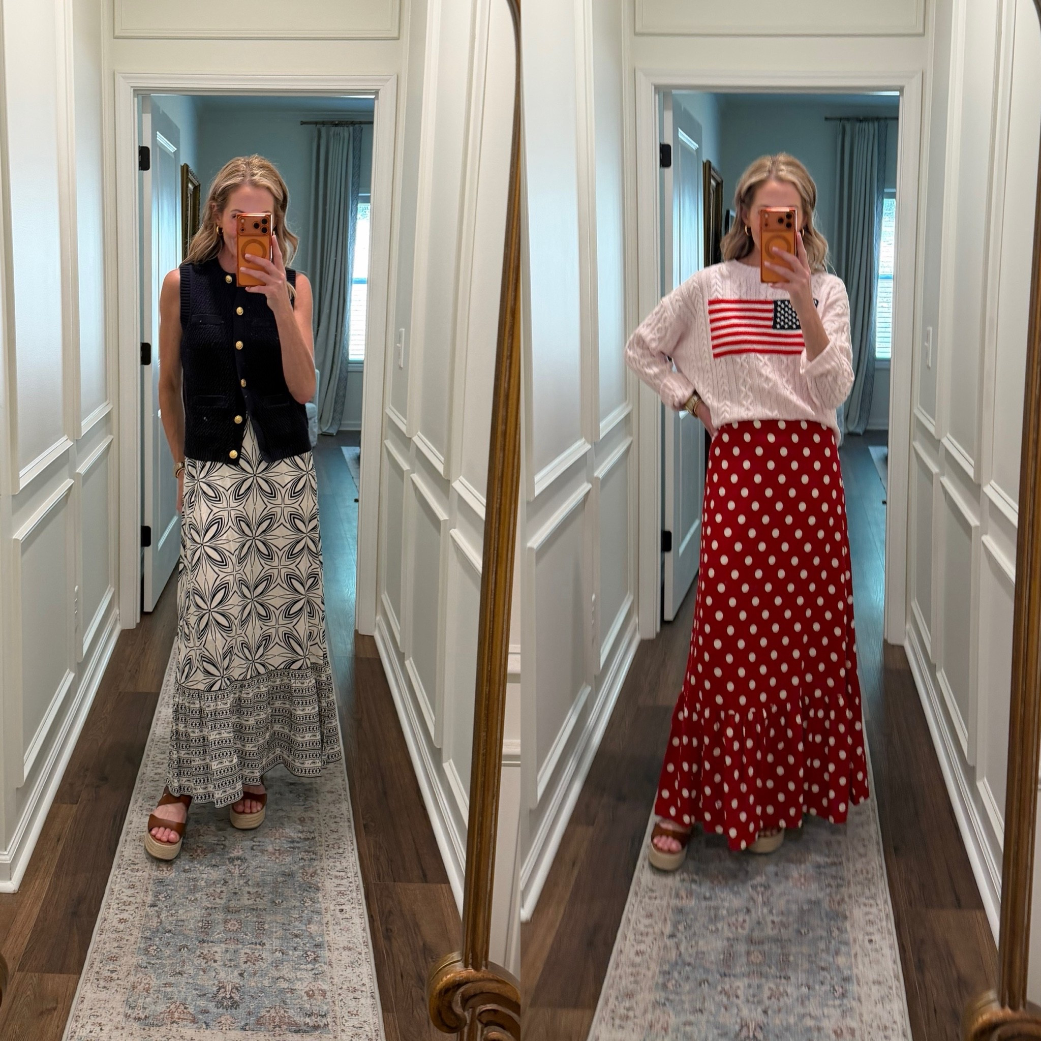 This open back maxi dress from a new day brings classic elegance with a contemporary twist. You can wear a sleeveless during the day or add a fun sweat sweater over the top to be patriotic at night wearing this size small under $30.
