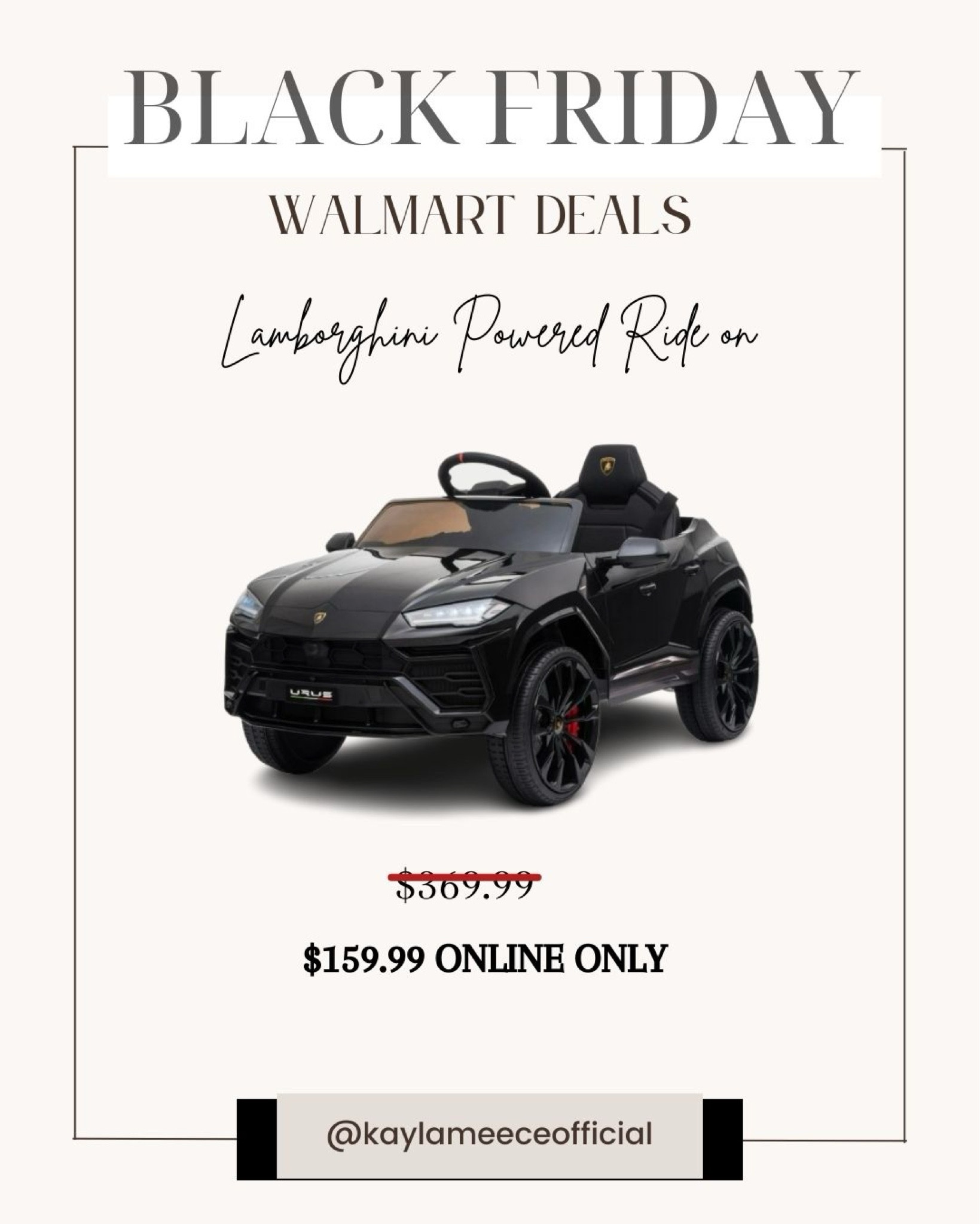 Lamborghini Powered Ride for Kids 

#lamborghiniforkids #lamborghinipowerride #giftguide #giftideaforkids #walmart #walmartdeals #bestblackfridaydeals #holidayshopping #giftsfortoddlers #fungiftideas #outdoortoys #funtoys 

#LTKKids #LTKGiftGuide #LTKCyberWeek