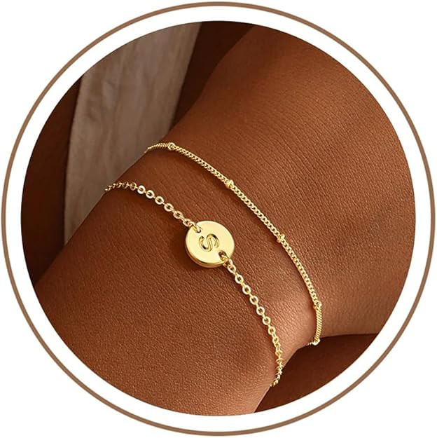 MONOZO Mothers Day Gifts for Mom Daughter Gold Initial Bracelets for Women - Dainty 14K Gold Plat... | Amazon (US)