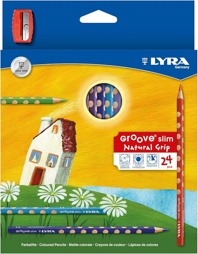 LYRA Groove Slim Child-Grip Pencils, 3.3 Millimeter Cores, Includes Sharpener, Set of 24 Pencils,... | Amazon (US)