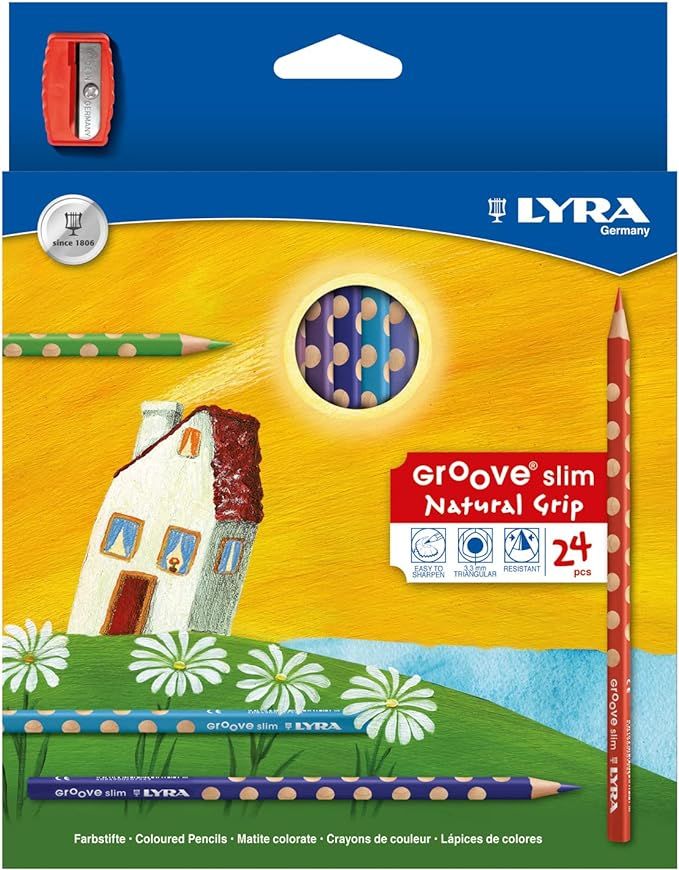 LYRA Groove Slim Child-Grip Pencils, 3.3 Millimeter Cores, Includes Sharpener, Set of 24 Pencils,... | Amazon (US)