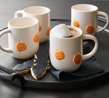 Jack-O-Lantern Stoneware Icon Mugs - Set of 2 | Pottery Barn (US)