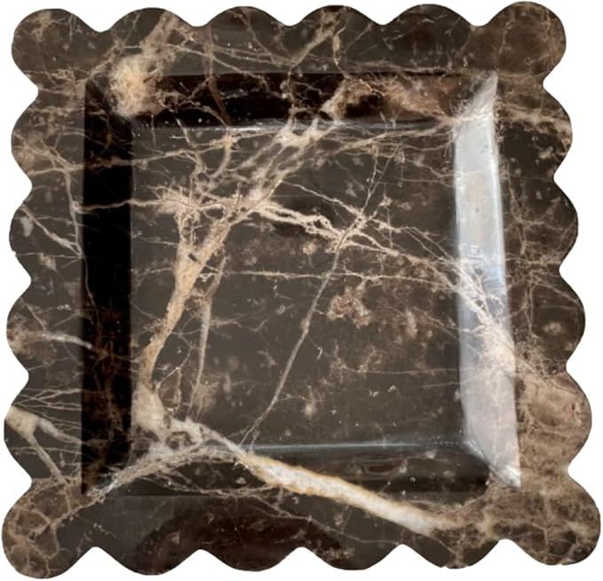 Brown Marble Scalloped Decorative Tray | Amazon (US)