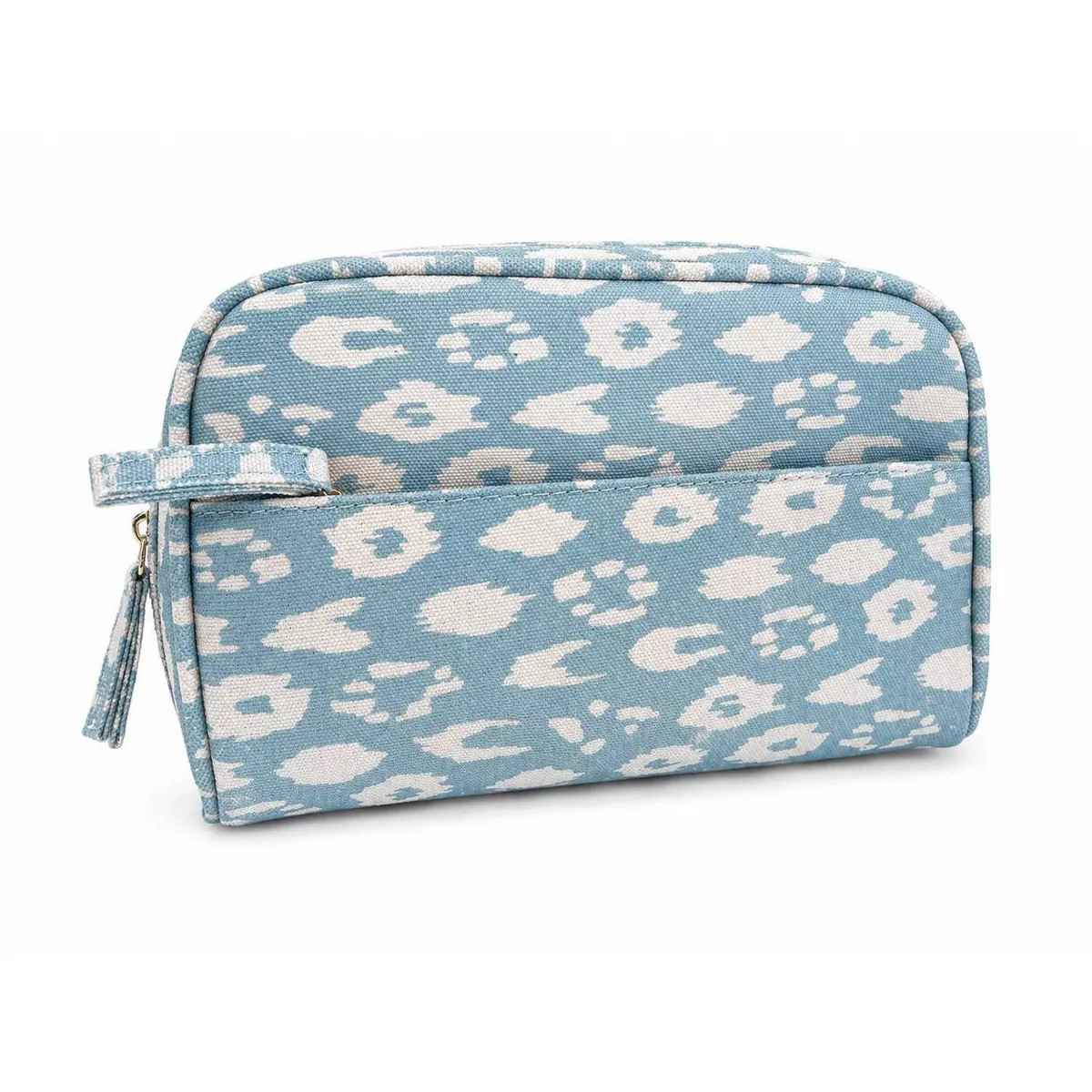 Gartner Studios Double Zip Canvas Leopard Print Blue Pencil Pouch | Target