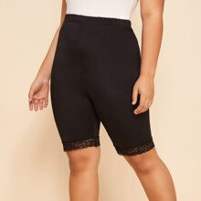 Plus Lace Trim Biker Shorts | SHEIN
