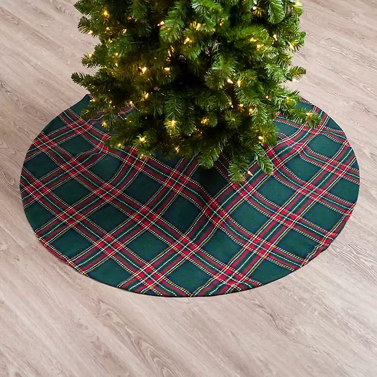 Green Classic Plaid Christmas Tree Skirt | Kirkland's Home