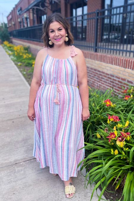 This Walmart dress is only $20 and perfect for summer! Would be so cute for a baby shower or vacation outfit. Sized down to a L, it runs very oversized. Also comes in solid navy, coral, and another stripe. 

#LTKPlusSize #LTKFindsUnder50 #LTKMidsize