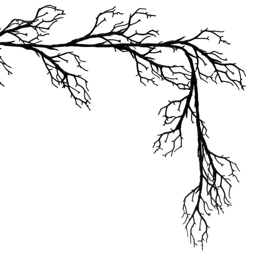 Primrue 6' Black Twig Garland 48 Purple/Orange Lights. | Wayfair North America