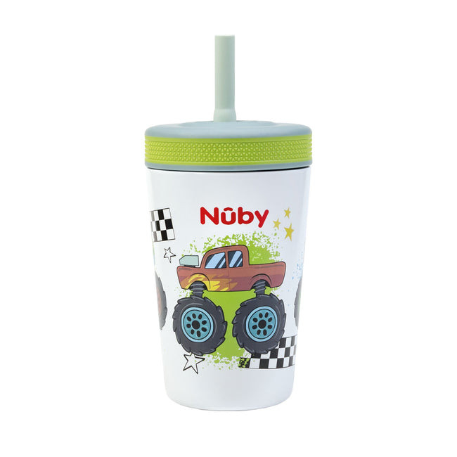 Thirsty Kids Flexstraw Stainless Steel Cup | Monster Trucks | Nuby (US)