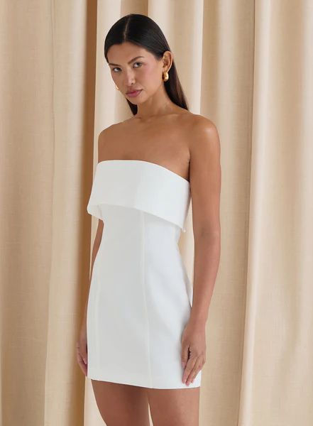 White Bandeau Tailored Mini Dress- Tamiko | 4th & Reckless