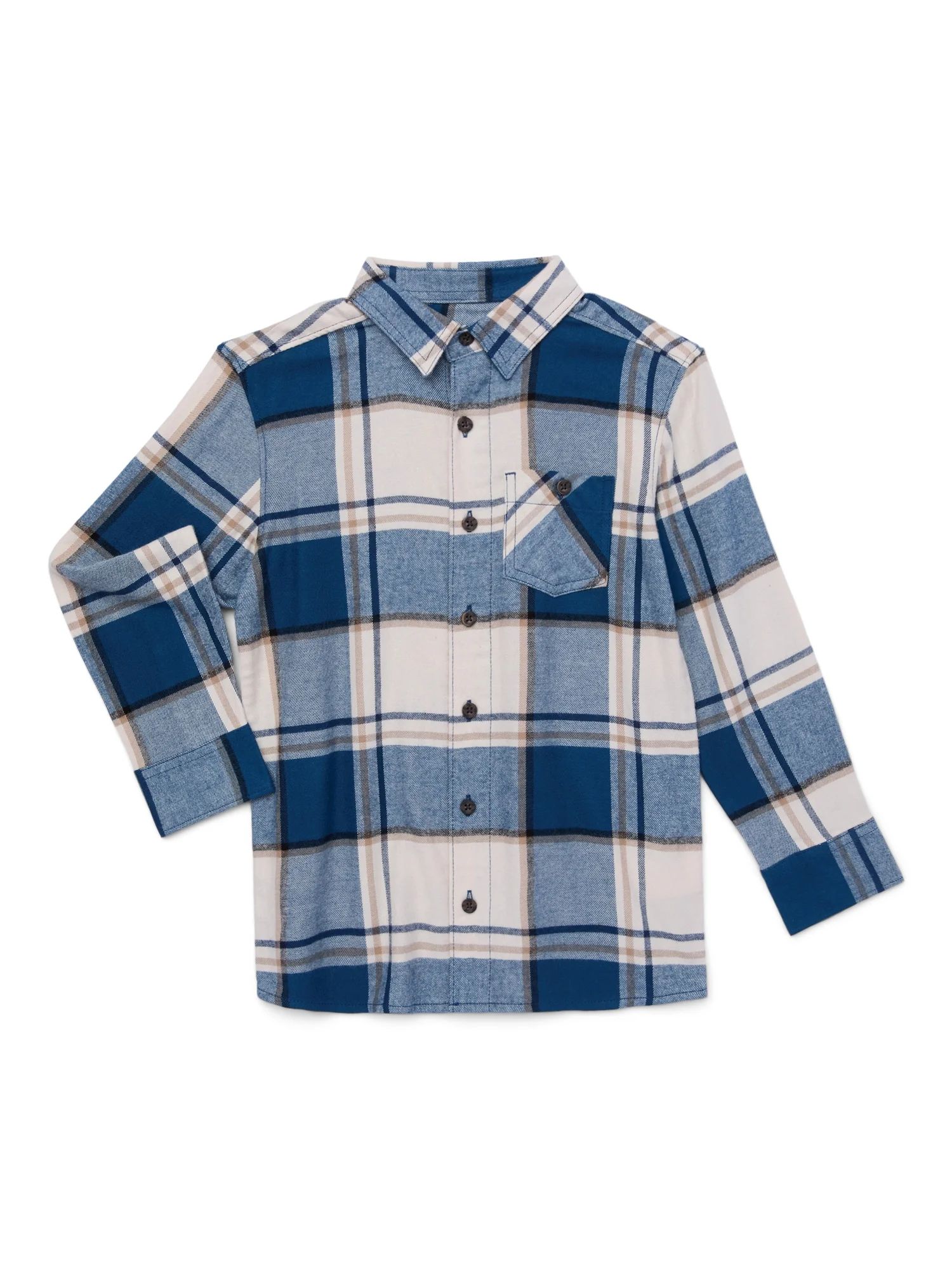 Wonder Nation Boys Long Sleeve Flannel Shirt, Sizes 4-18 & Husky | Walmart (US)