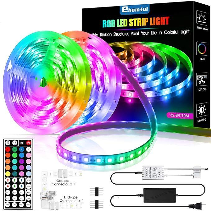 Led Strip Lights 32.8 Feet,ehomful 5050 Type Color Changing 44 Keys Remote Control Led Lights for... | Amazon (US)