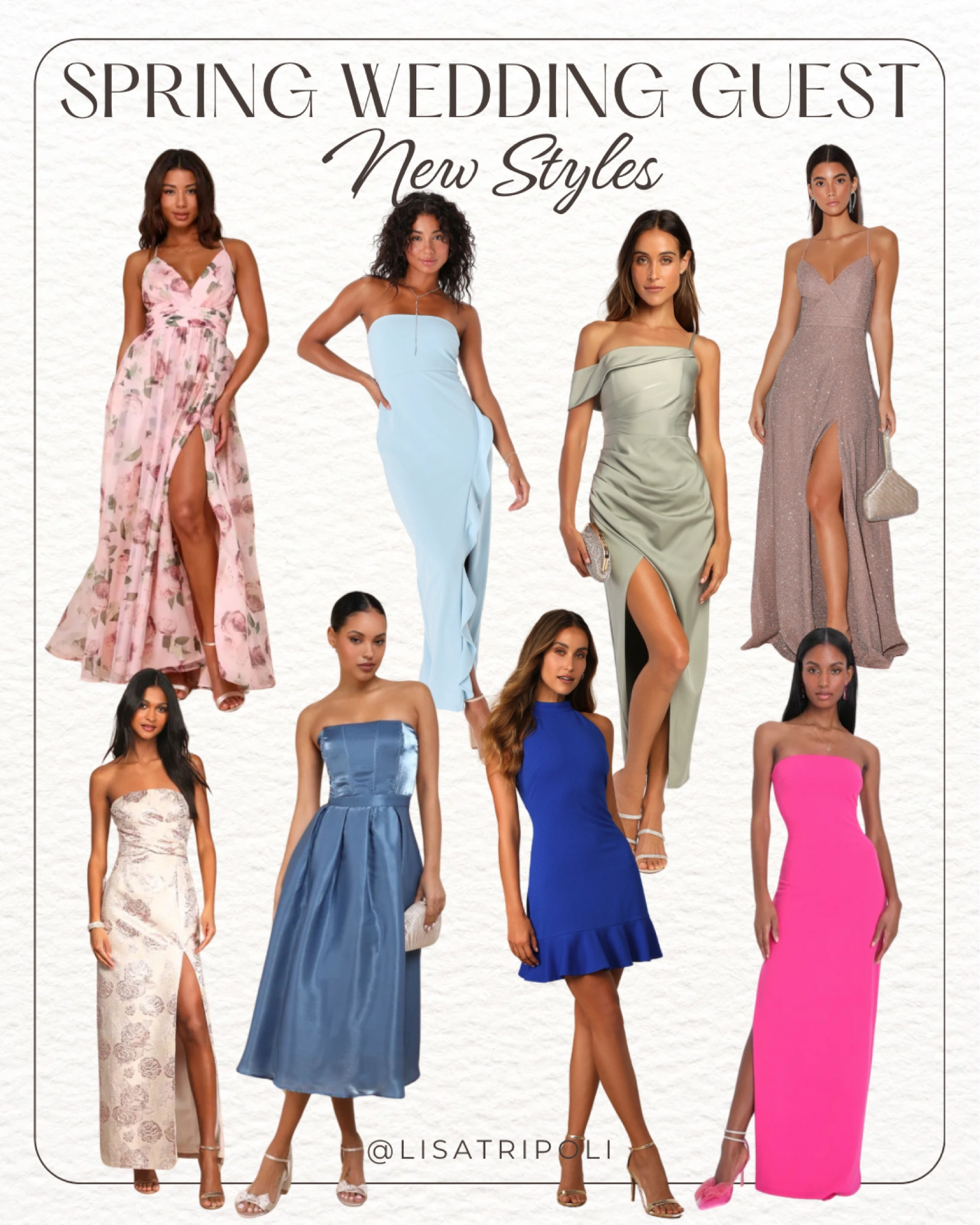 Wedding guest dresses for spring from Lulus. All dresses pictured are under $100! 
dress | easter | bridal shower | baby shower | wedding guest dress | vacation | party | garden party 


#LTKSpringSale #LTKfindsunder100 #LTKwedding