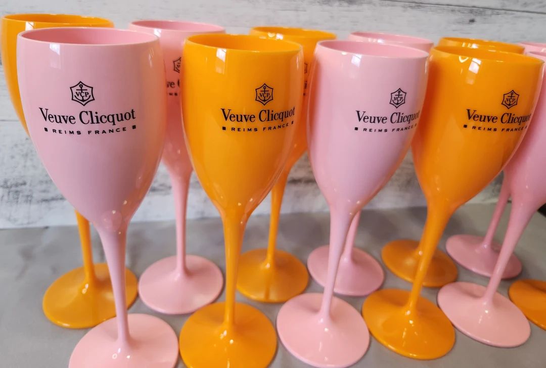 20 Veuve Clicquot Champagne Pink and Orange Acrylic Party Flutes | Etsy (US)