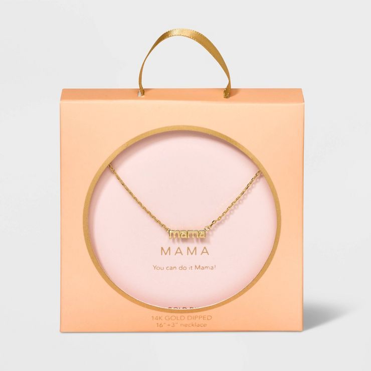 14K Gold Dipped 'Mama' Pendant Necklace - Gold | Target