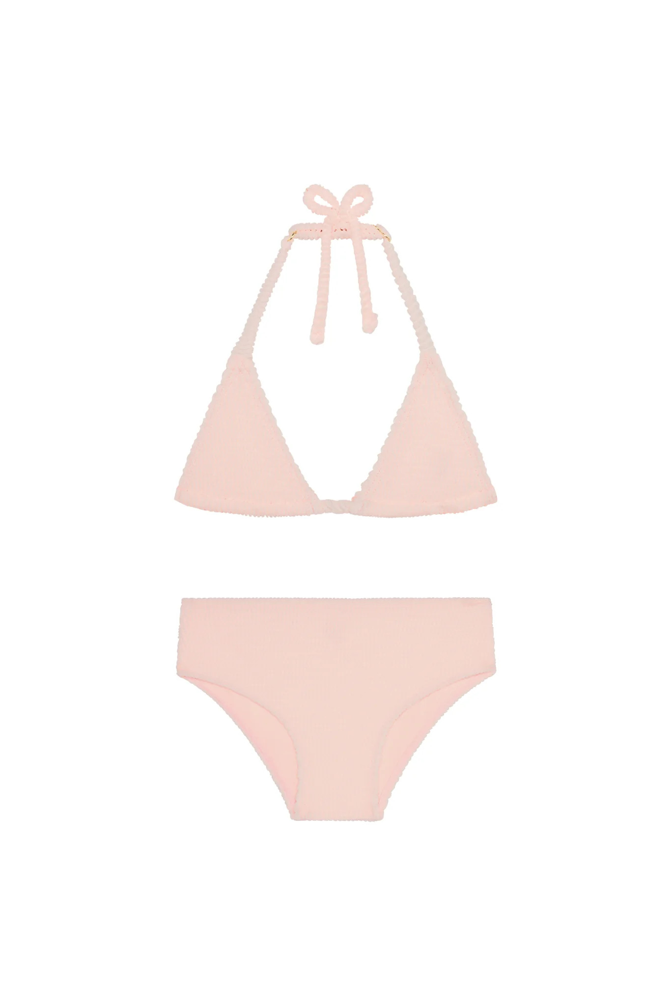 Palma Top & Seychelles Bottom Kids - Powder Pink Crinkle | Monday Swimwear