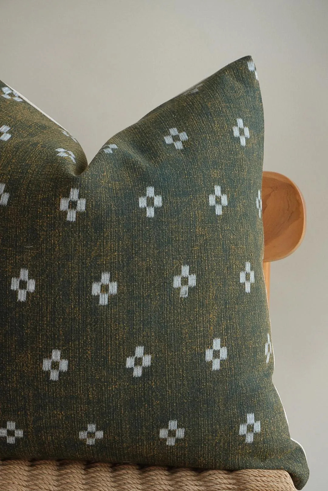 Olive Green Woven Throw Pillow Cover, Moss Green Textured Cushion With White Cross Pattern, High-... | Etsy (Global)