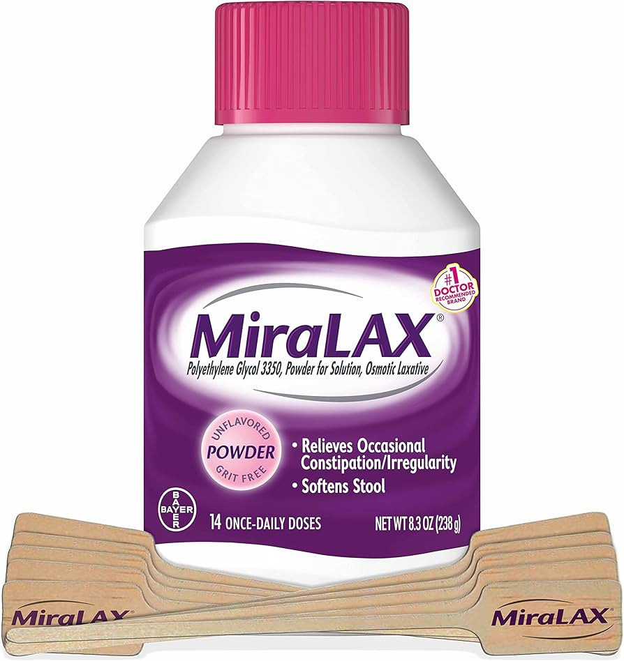 MiraLAX Gentle Constipation Relief Laxative Powder with Stirrer, Stool Softener with PEG 3350, No... | Amazon (US)
