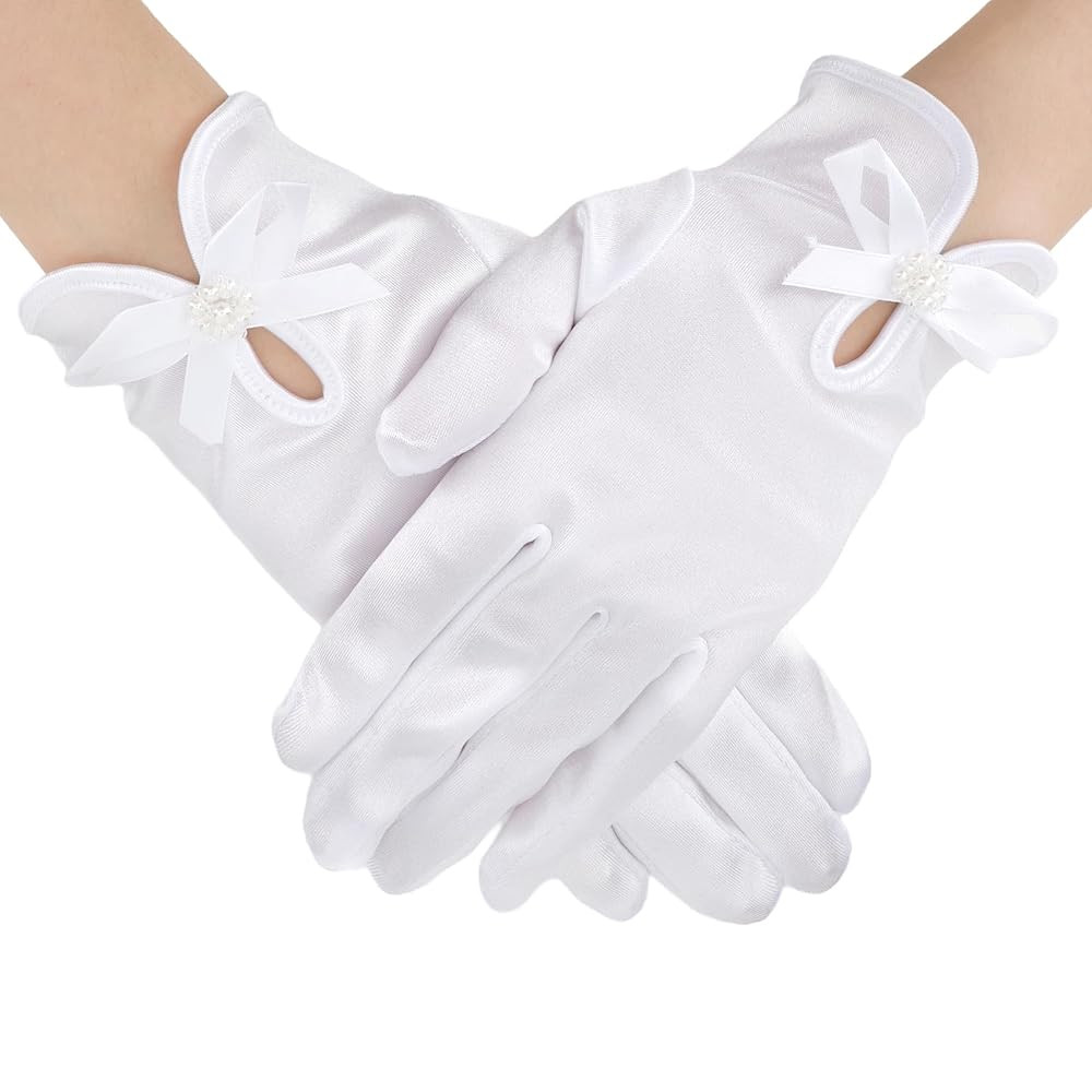 White Satin Gloves Women Short Opera Gloves For Wedding Bridal Halloween Tea Party Dress 1920s Fa... | Amazon (CA)