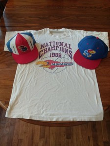 Vintage Kansas Jayhawks T Shirt National Champions 1988 Large Two Hats Lot  | eBay | eBay AU