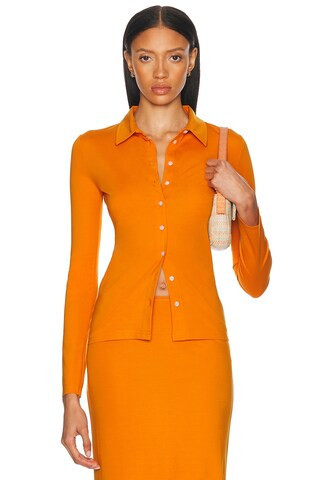 ALFIE OBERTEIL LE POLO in Apricot Orange - Orange. Size S (also in XS). | FWRD 