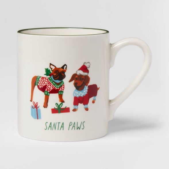 16oz Stoneware Santa Paws Christmas Mug White - Threshold™ | Target