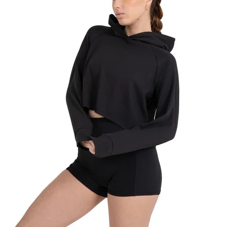 YITTY Active Women's and Women's Plus UltraLuxe Cropped Hoodie – Soft Long Sleeve Sweatshirt, Lightweight (Activewear & Loungewear), Size XS-4X | Walmart (US)