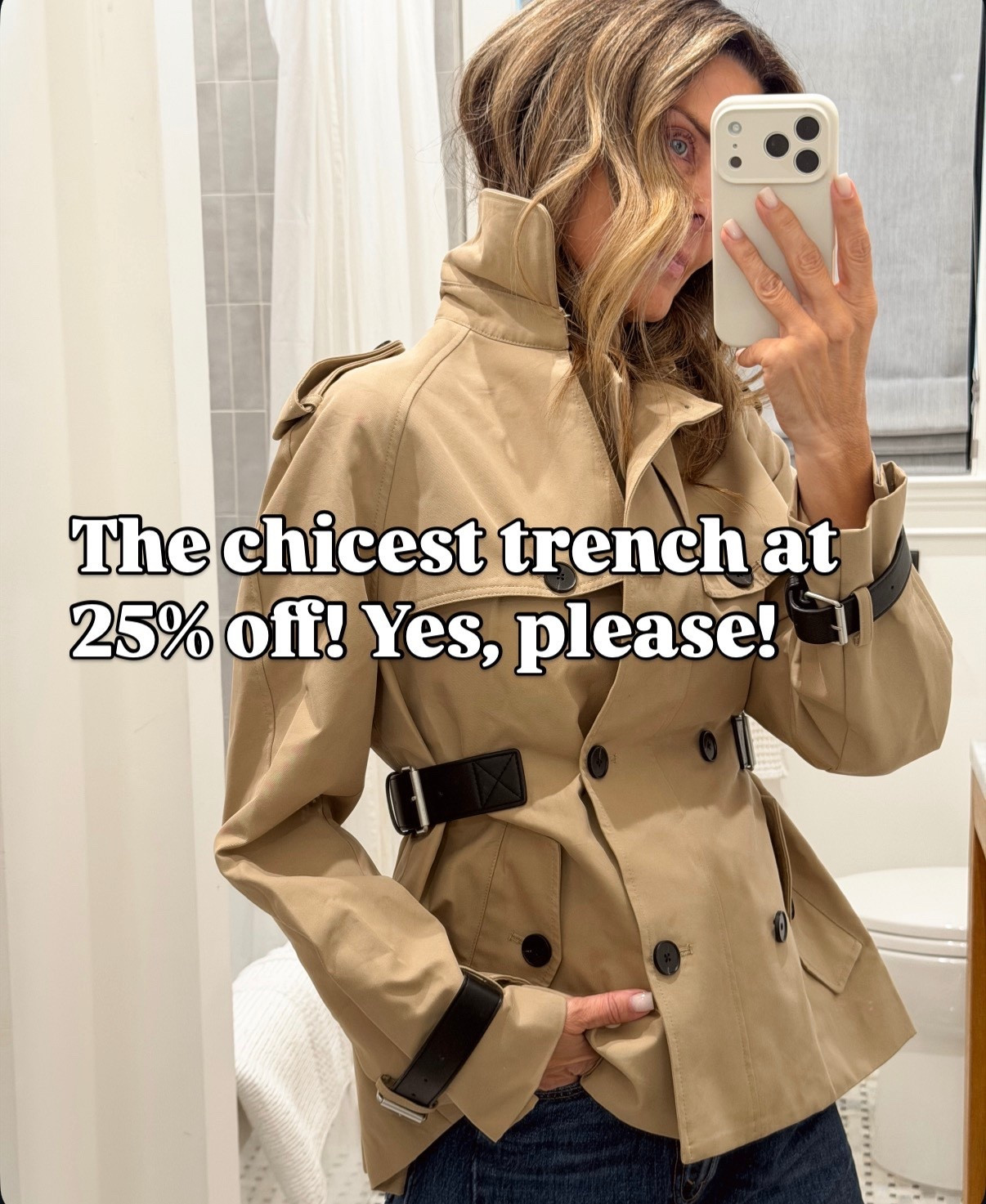 This trench looks gorgeous buttoned up, over your shoulder or left open. Sides are adjustable. Wearing a sz 4. XS/S 



#LTKCyberWeek #LTKOver40 #LTKSaleAlert