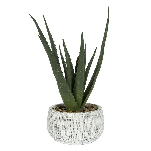 11" Artificial Aloe Plant in White and Black Stone Planter by Better Homes & Gardens - Walmart.co... | Walmart (US)