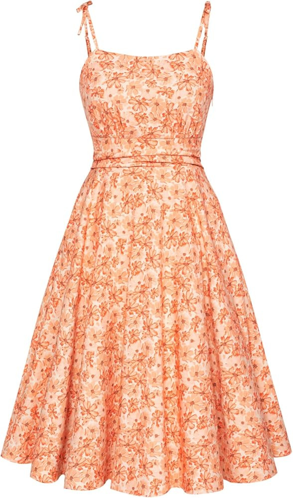 Belle Poque 2026 Summer Dress for Women Spaghetti Strap Flowy Midi Beach Sundress Vintage Wedding... | Amazon (US)