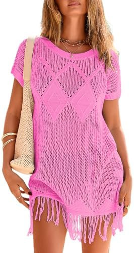 Dokotoo Swimsuit Cover Up for Women 2026 Crochet Bathing Suit Coverups Hollow Out Knit Tassel Bea... | Amazon (US)