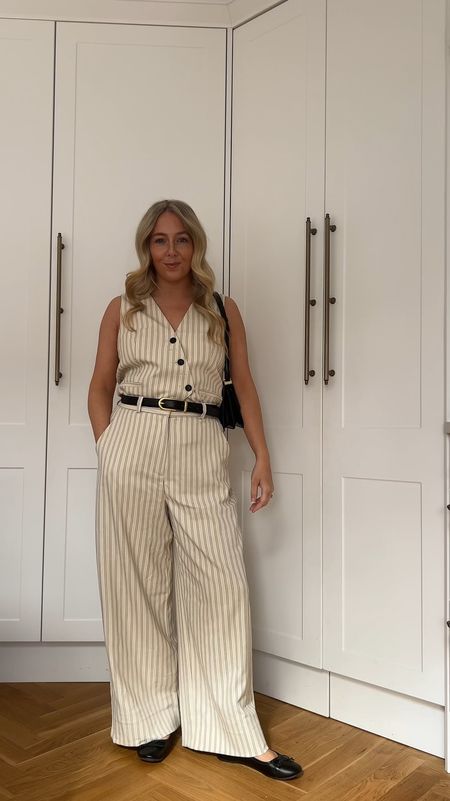 Tailored 90s outfit, stripe waist coat and trousers with black belt and ballet flats 

#LTKfindsunder50 #LTKeurope #LTKshoecrush