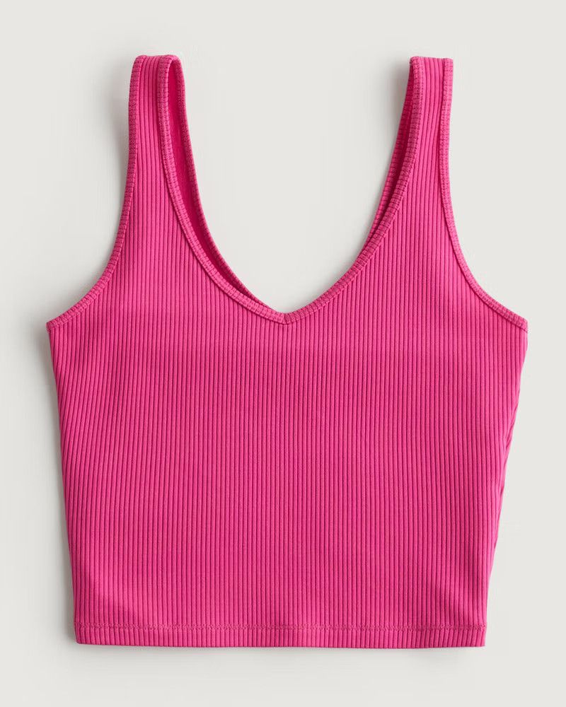 Seamless Ribbed Fabric V-Neck Tank | Hollister (US)