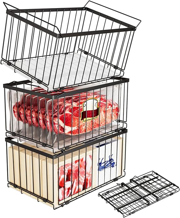 Large Freezer Organizer Bins, Upgrade One-Touch Open/Close, for 5-9 Cu.Ft Deep Freezer, 3 Pack St... | Amazon (US)