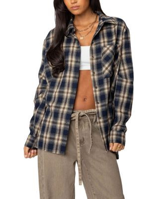 Edikted Plaid Flannel Button Up Shirt | Bloomingdale's (US)