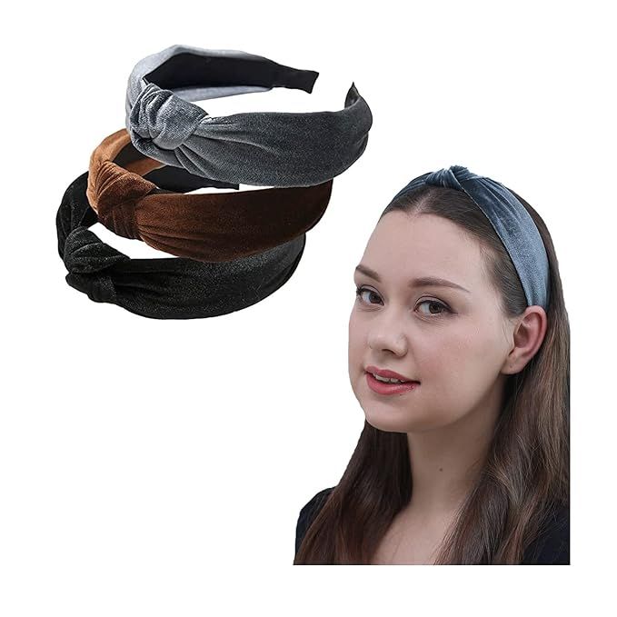 3PCS Velvet Hair Hoop,Handmade Twist Knot Turban Style Cross Knot Hair Hoop Hairband Headband Hea... | Amazon (US)