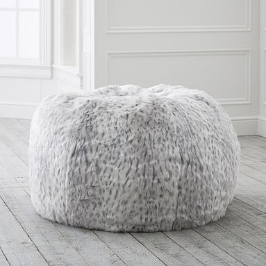 Gray Leopard Faux-Fur Bean Bag Chair | Pottery Barn Teen
