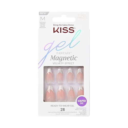 KISS Gel Fantasy, Press-On Nails, Nail glue included, 'North Coast', Light Silver, Medium Size, Almond Shape, Includes 28 Nails, 2G Glue, 1 Manicure Stick, 1 Mini File | Amazon (US)