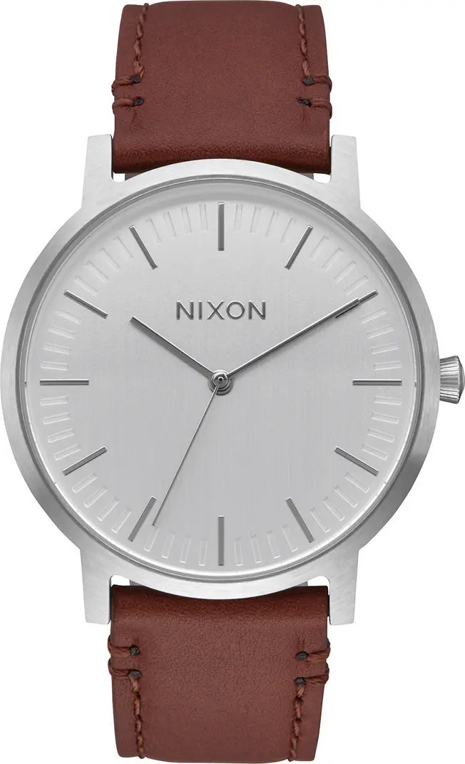 Porter Round Leather Strap Watch, 40mm | Nordstrom