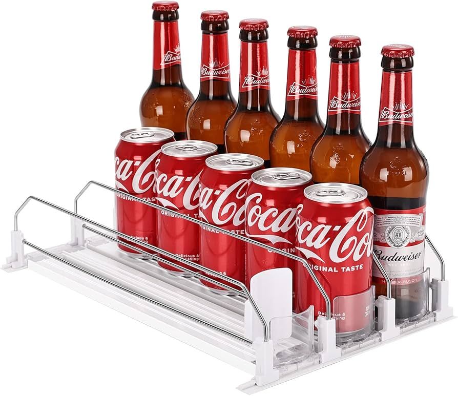 Drink Organizer for Fridge, Self-Sliding Soda Can Organizer for Refrigerator and Adjustable Width... | Amazon (US)