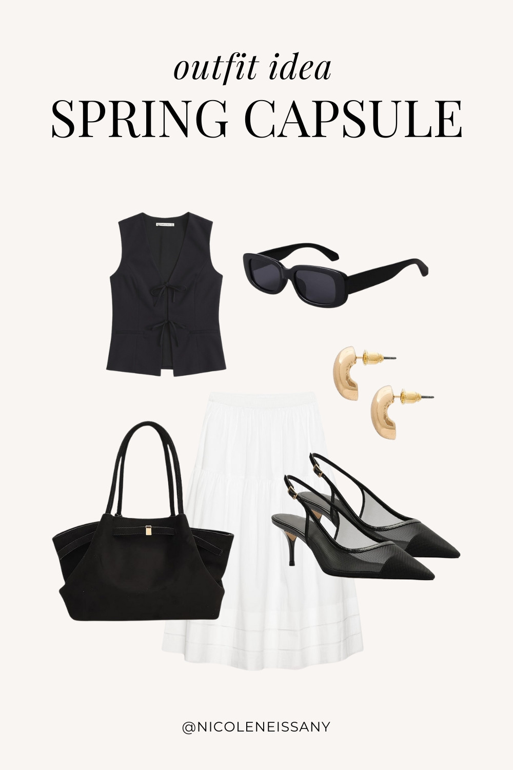 Spring outfit idea featuring my 2025 Spring Capsule Wardrobe staples | casual spring outfit, spring brunch outfit, spring date night outfit, spring date outfit, elevated casual spring outfit, spring work outfit, spring office outfit, casual spring outfit idea, spring outfits, spring shoes, 2025 spring trends, 2025 spring fashion trends, neutral capsule wardrobe, minimalist capsule wardrobe | tie front vest, spring vest, white skirt, midi skirt, spring skirt, long skirt, tote bag, spring bag trends, spring bags, slingback heels, kitten heels, mesh heels, sheer heels, gold teardrop earrings

#LTKSpring #LTKPetite #LTKTravel #LTKSaleAlert #LTKShoeCrush #LTKWorkwear #LTKFindsUnder100 #LTKStyleTip #LTKFindsUnder50 #LTKSeasonal