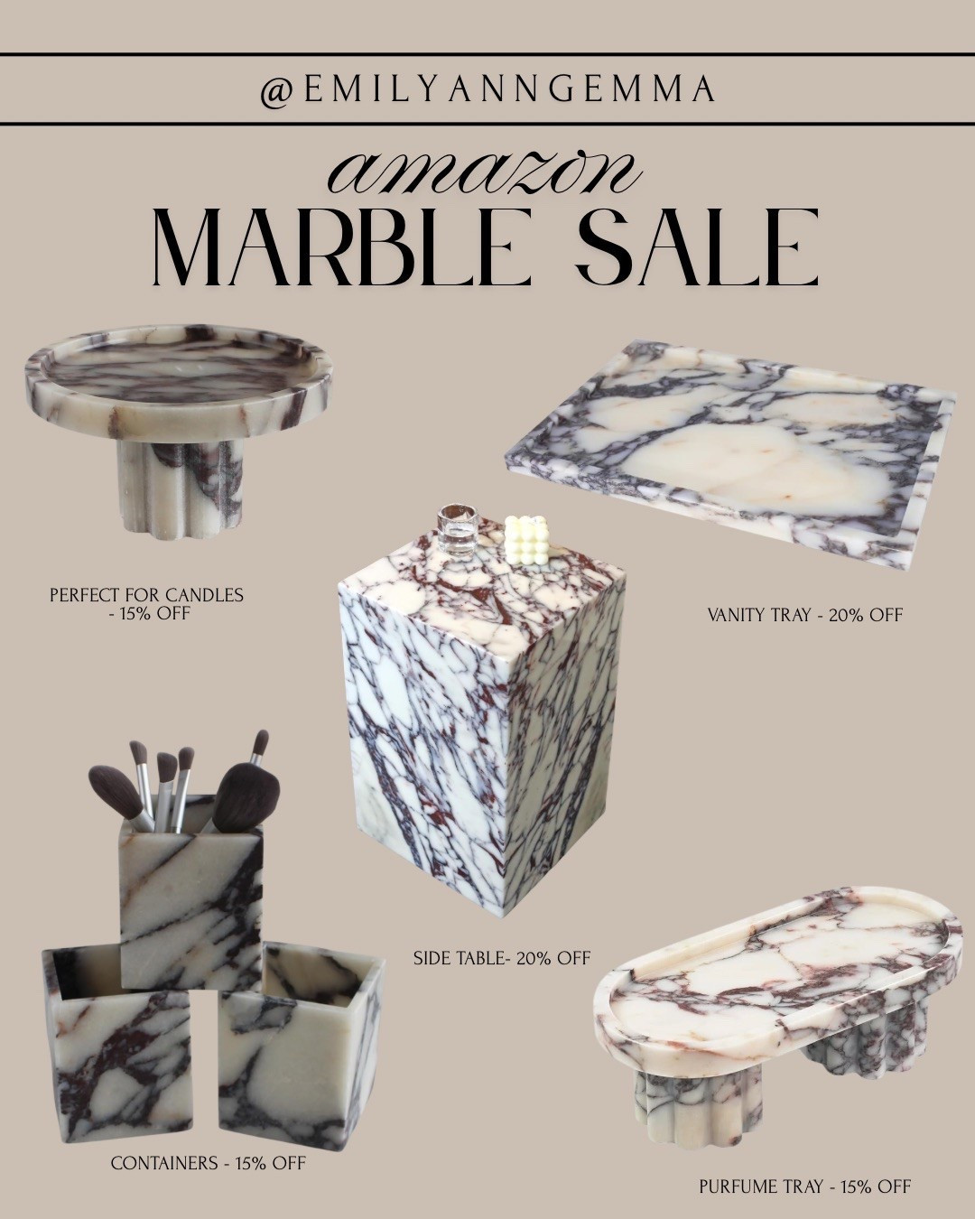 I have these marble accent pieces all around our house! Most of them are on sale today and tomorrow 10/7 for Prime Big Deal Days!! 

Amazon finds, Amazon home, Amazon home decor, Amazon Prime, Prime Big Deal Days, Home decor, Marble accent pieces, Emily Gemma