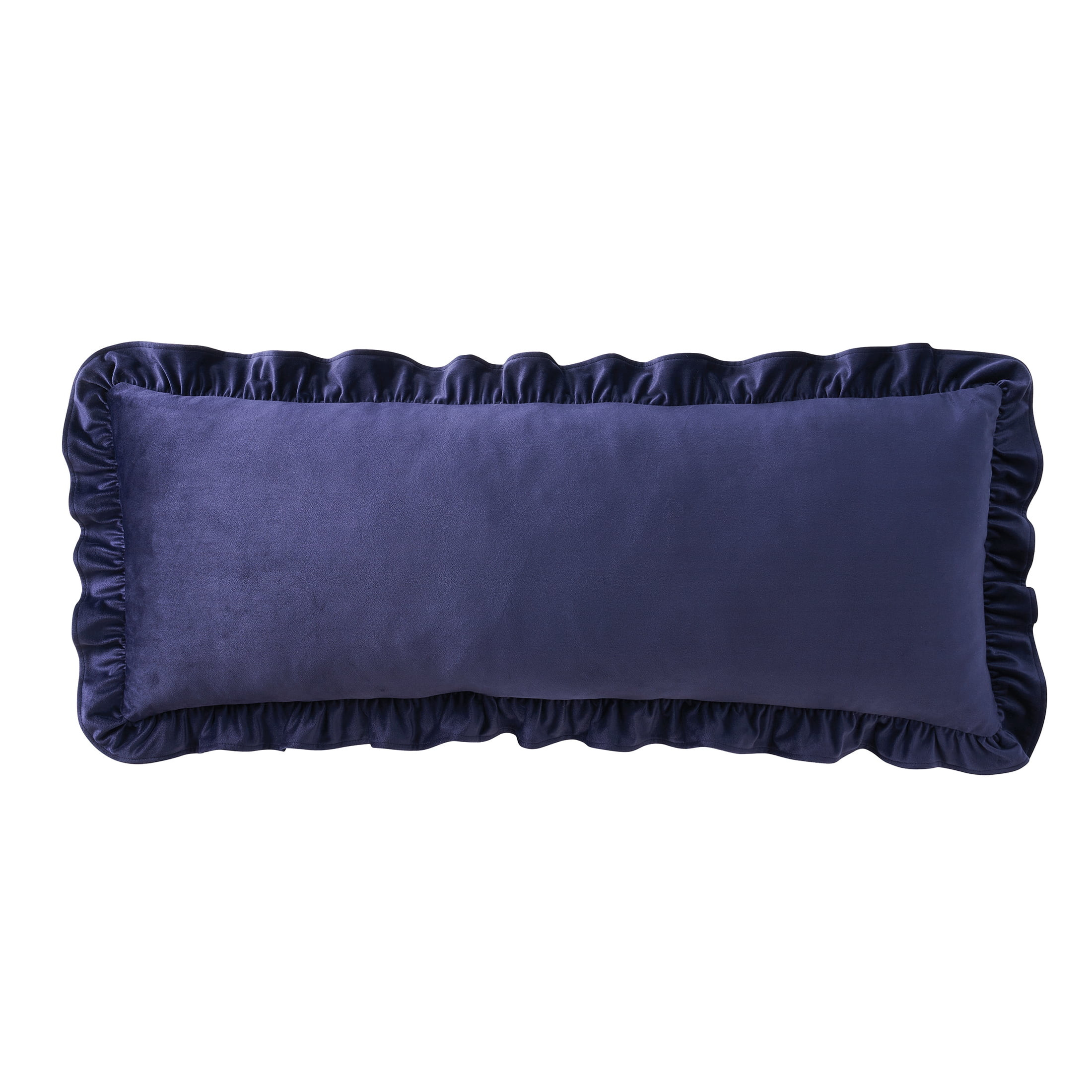 My Texas House 14" x 36" Blue Ruffle Velvet Oblong Decorative Pillow | Walmart (US)