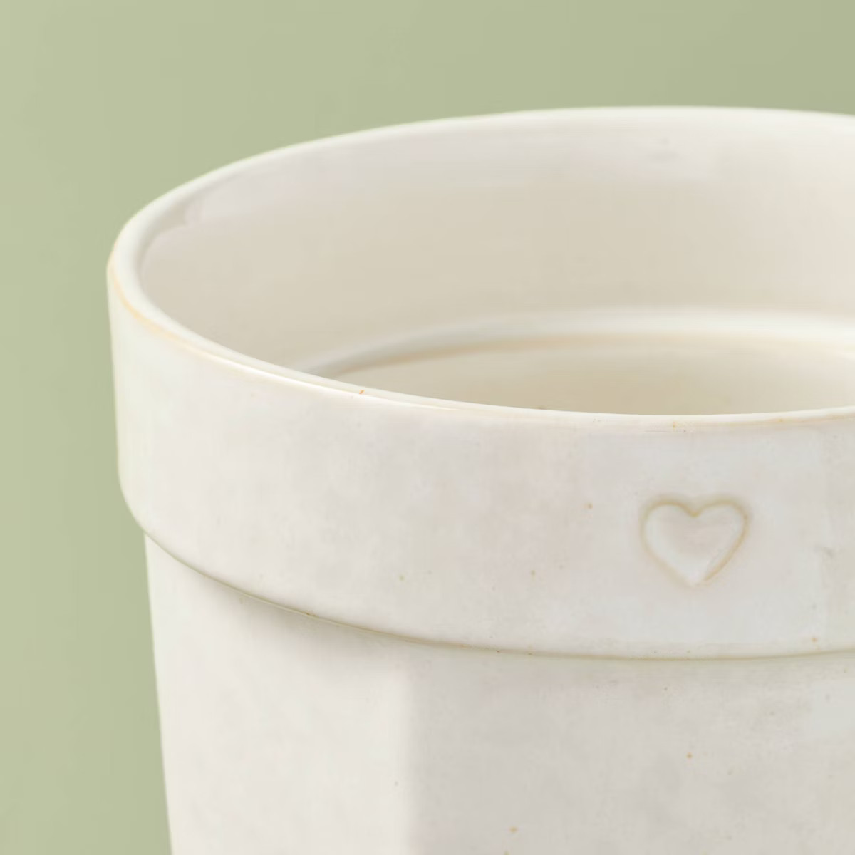6" Ceramic Planter Pot with Heart Sour Cream - Hearth & Hand™ with Magnolia | Target