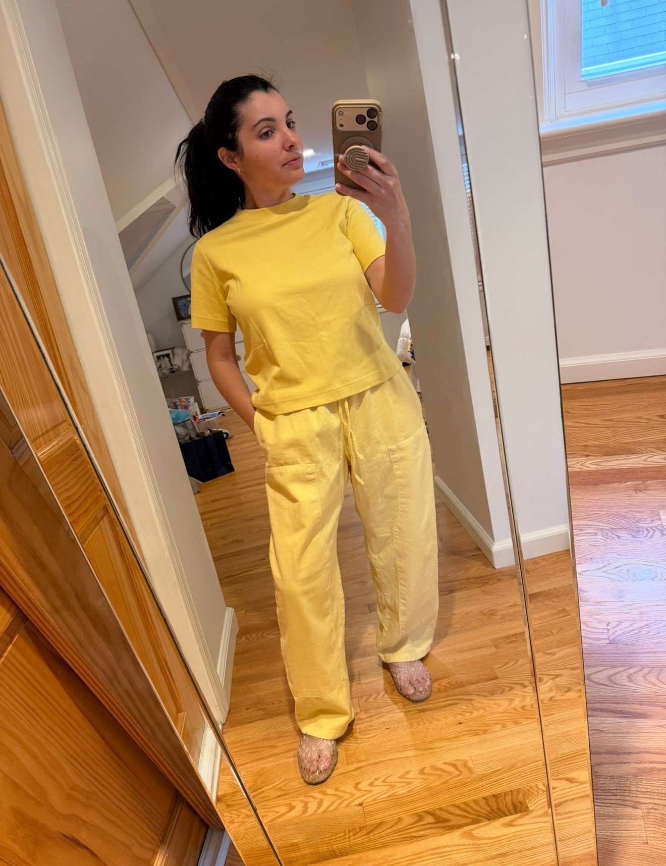 Butter yellow is the color for spring!
Loving these pants and matching tee