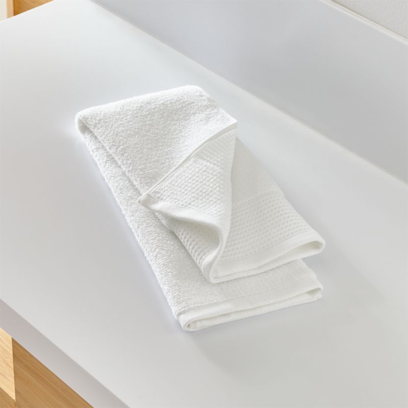 Waffle-Terry White Organic Hand Towel | Crate and Barrel | Crate & Barrel