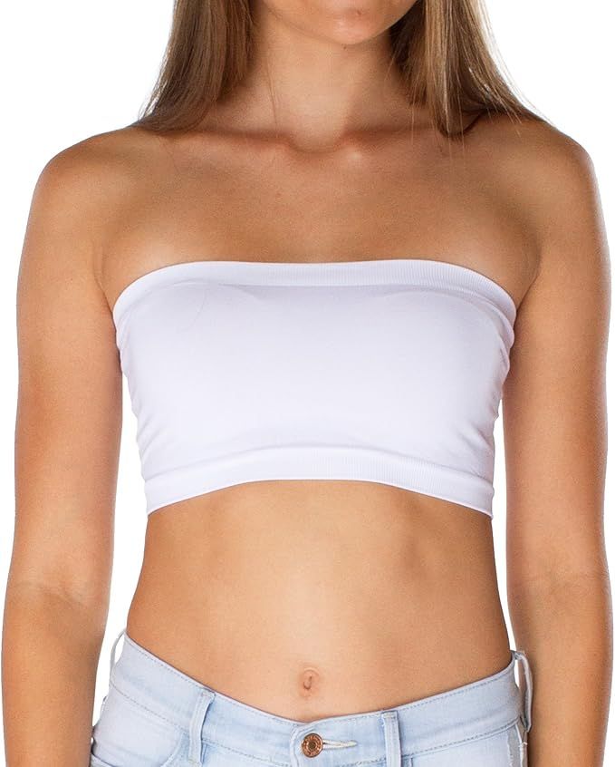 Malibu Sugar Womens Bandeau Tube Top Bra (Fits Size XS-M) Seamless Strapless Bralette | Amazon (US)